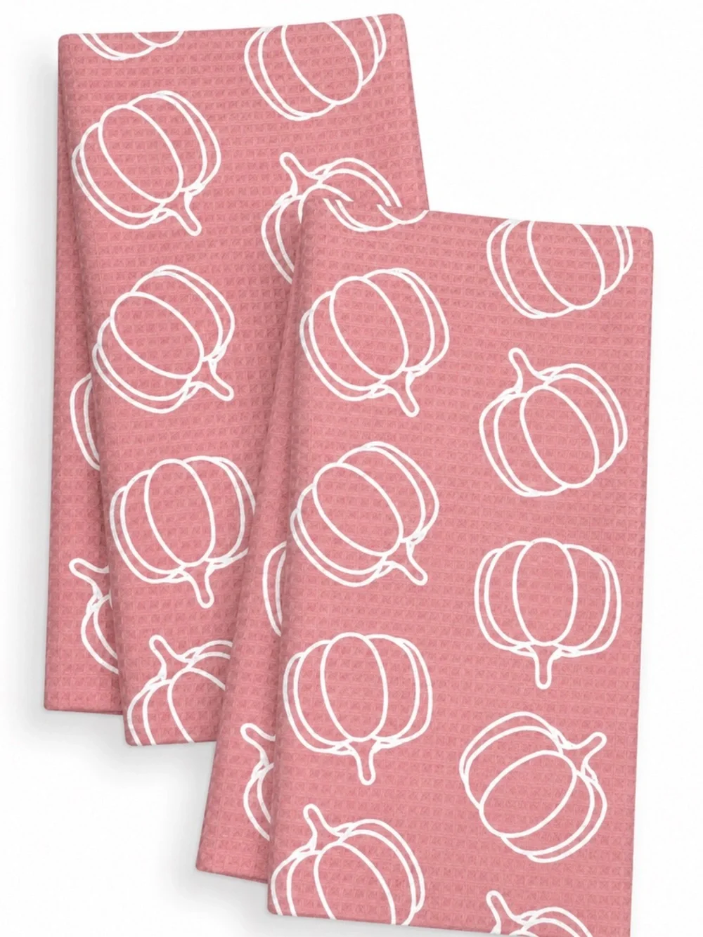 Pink Pumpkin Print Kitchen Towels - Set of 2